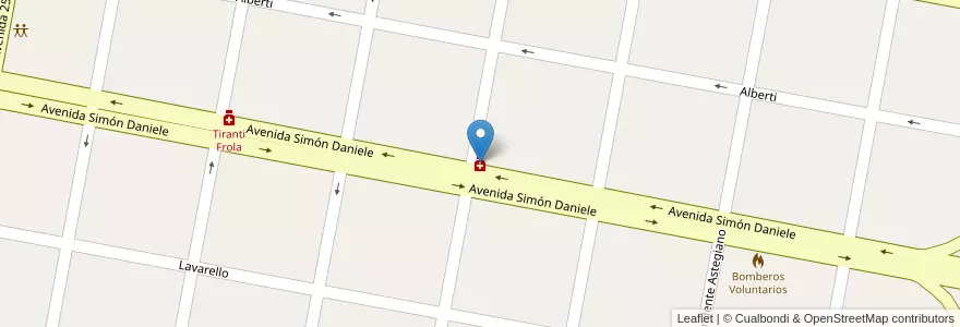 Mapa de ubicacion de Tiranti Frola en Arjantin, Córdoba, Departamento San Justo, Pedanía Libertad, Municipio De Porteña.