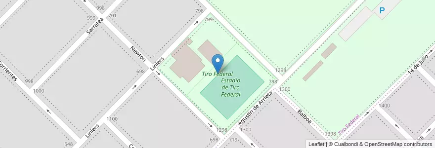Mapa de ubicacion de Tiro Federal en 아르헨티나, 부에노스아이레스주, Partido De Bahía Blanca, Bahía Blanca.