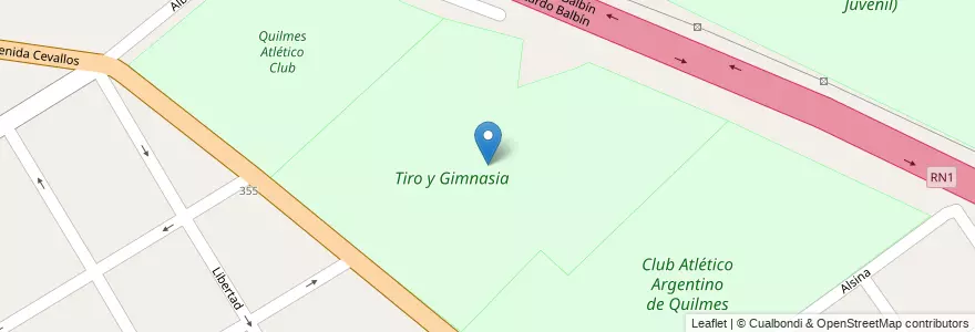 Mapa de ubicacion de Tiro y Gimnasia en アルゼンチン, ブエノスアイレス州, Partido De Quilmes, Quilmes.