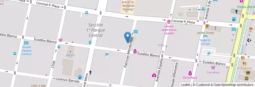 Mapa de ubicacion de Tito Gusanito en 아르헨티나, 칠레, Mendoza, Departamento Capital, Ciudad De Mendoza.