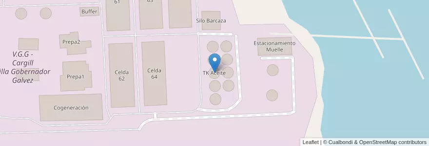 Mapa de ubicacion de TK Aceite en Argentinien, Santa Fe, Departamento Rosario, Municipio De Villa Gobernador Gálvez.