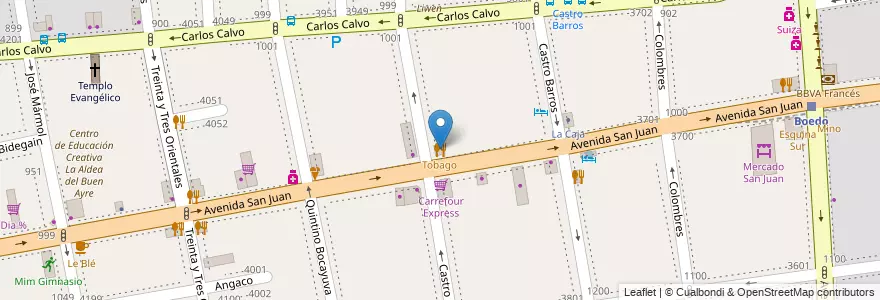 Mapa de ubicacion de Tobago, Boedo en آرژانتین, Ciudad Autónoma De Buenos Aires, Comuna 5, Buenos Aires.