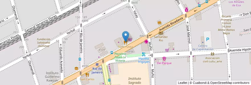 Mapa de ubicacion de Todo Pasta, Almagro en 아르헨티나, Ciudad Autónoma De Buenos Aires, Comuna 5, 부에노스아이레스.
