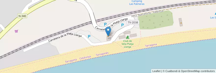 Mapa de ubicacion de Toful de Mar en スペイン, カタルーニャ州, Tarragona, Tarragonès, タラゴナ.