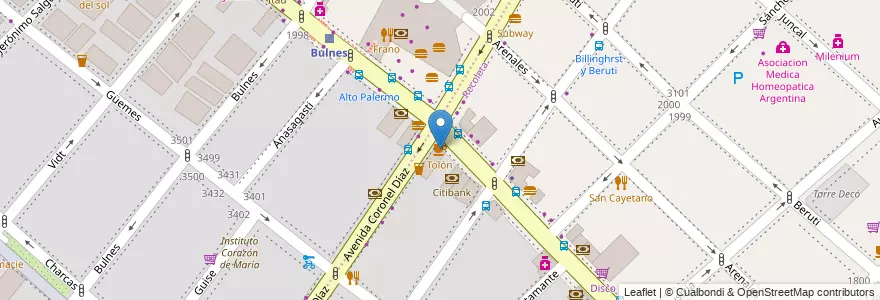 Mapa de ubicacion de Tolón, Recoleta en Argentinië, Ciudad Autónoma De Buenos Aires, Comuna 2, Buenos Aires.