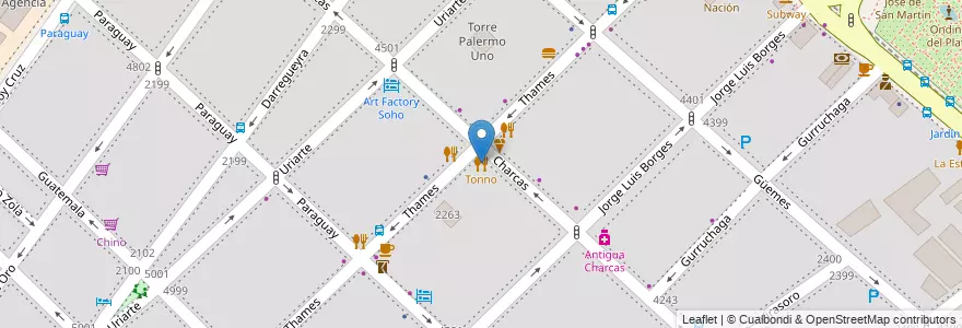 Mapa de ubicacion de Tonno, Palermo en Argentinië, Ciudad Autónoma De Buenos Aires, Buenos Aires, Comuna 14.