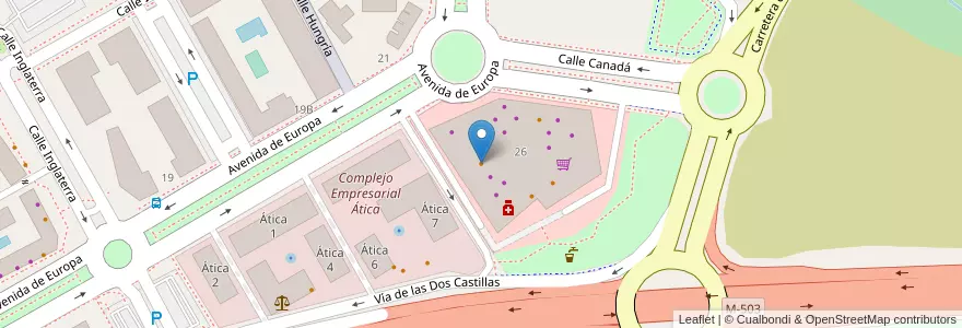 Mapa de ubicacion de Tony Roma's en 西班牙, Comunidad De Madrid, Comunidad De Madrid, Área Metropolitana De Madrid Y Corredor Del Henares, Pozuelo De Alarcón.