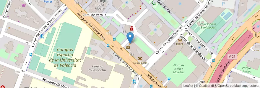 Mapa de ubicacion de Tony's Beer Garden en Spanien, Valencianische Gemeinschaft, Valencia, Comarca De València, Valencia.