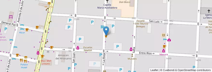 Mapa de ubicacion de Torbellinos Pub en アルゼンチン, チリ, メンドーサ州, Departamento Capital, Ciudad De Mendoza, Sección 3ª Parque O'Higgins.