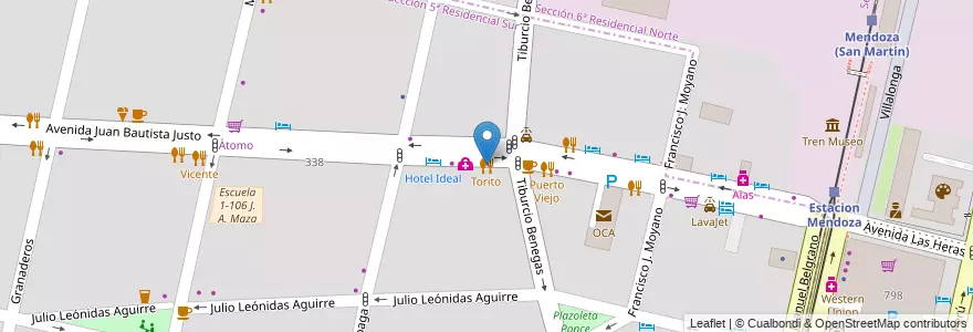 Mapa de ubicacion de Torito en Argentinië, Chili, Mendoza, Departamento Capital, Ciudad De Mendoza.