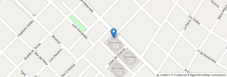 Mapa de ubicacion de TORRE 1 - MANZANA 1 en Arjantin, Buenos Aires, Partido De Hurlingham, Villa Tesei.