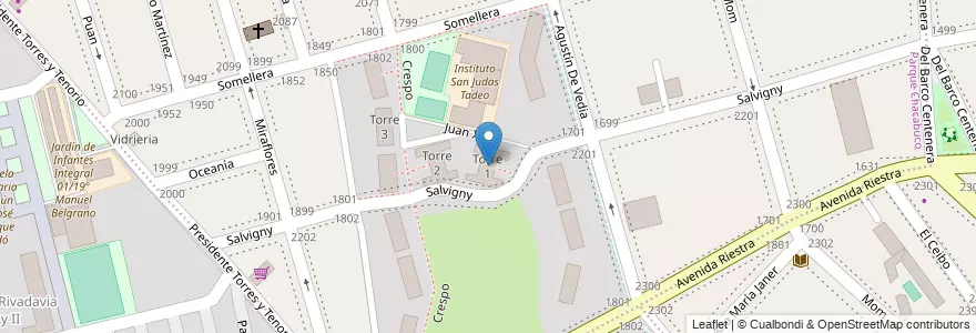 Mapa de ubicacion de Torre 1, Parque Chacabuco en Argentinië, Ciudad Autónoma De Buenos Aires, Comuna 7, Buenos Aires.