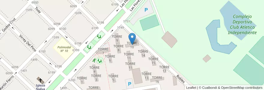 Mapa de ubicacion de TORRE 10 en アルゼンチン, ブエノスアイレス州, Partido De Avellaneda, Wilde.