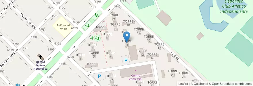 Mapa de ubicacion de TORRE 11 en アルゼンチン, ブエノスアイレス州, Partido De Avellaneda, Wilde.
