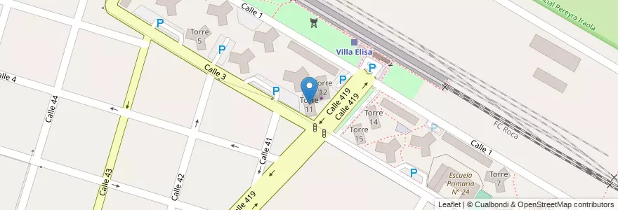 Mapa de ubicacion de Torre 11, Villa Elisa en 阿根廷, 布宜诺斯艾利斯省, Partido De La Plata, Villa Elisa.