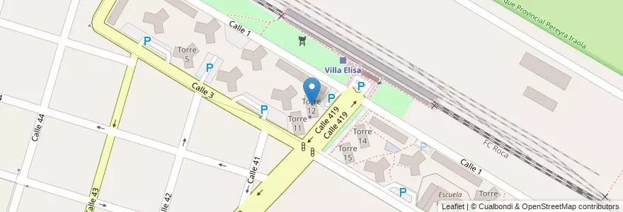 Mapa de ubicacion de Torre 12, Villa Elisa en アルゼンチン, ブエノスアイレス州, Partido De La Plata, Villa Elisa.