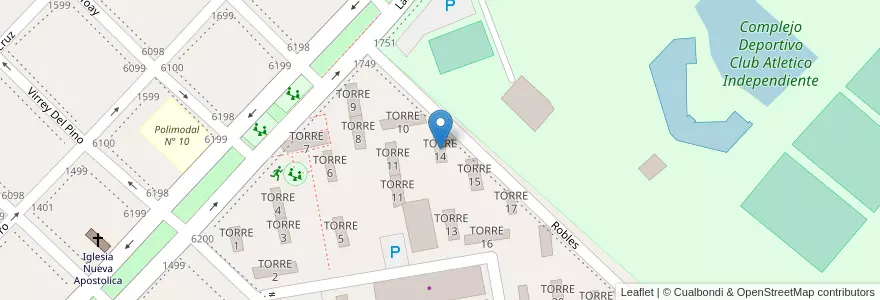 Mapa de ubicacion de TORRE 14 en Arjantin, Buenos Aires, Partido De Avellaneda, Wilde.