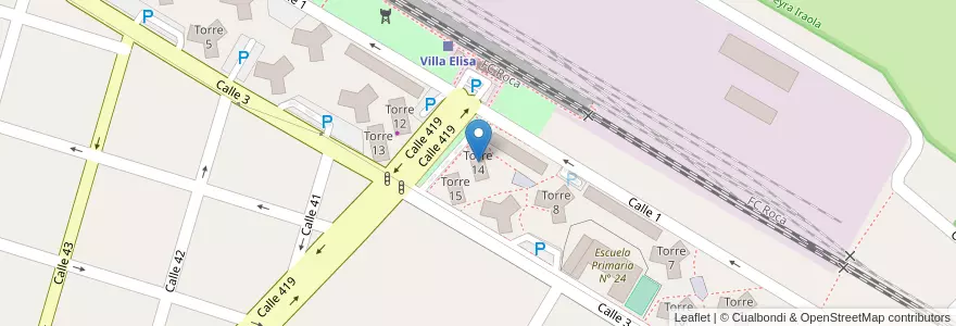 Mapa de ubicacion de Torre 14, Villa Elisa en アルゼンチン, ブエノスアイレス州, Partido De La Plata, Villa Elisa.