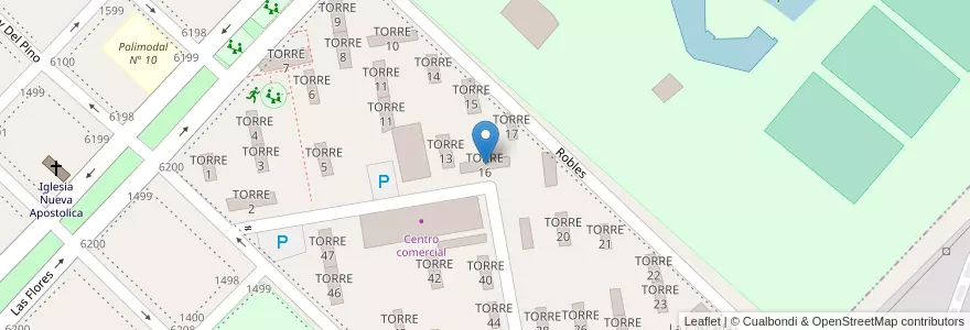 Mapa de ubicacion de TORRE 16 en アルゼンチン, ブエノスアイレス州, Partido De Avellaneda, Wilde.