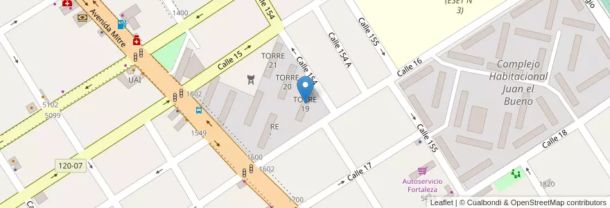 Mapa de ubicacion de TORRE 19 en アルゼンチン, ブエノスアイレス州, Partido De Berazategui, Berazategui.