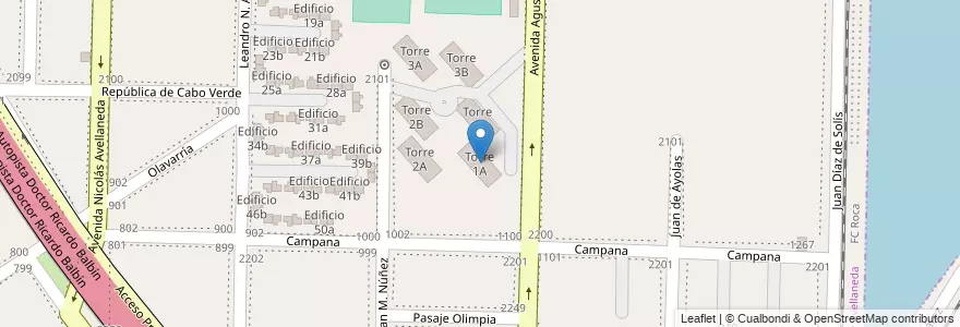 Mapa de ubicacion de Torre 1A en アルゼンチン, ブエノスアイレス州, Partido De Avellaneda, Dock Sud.