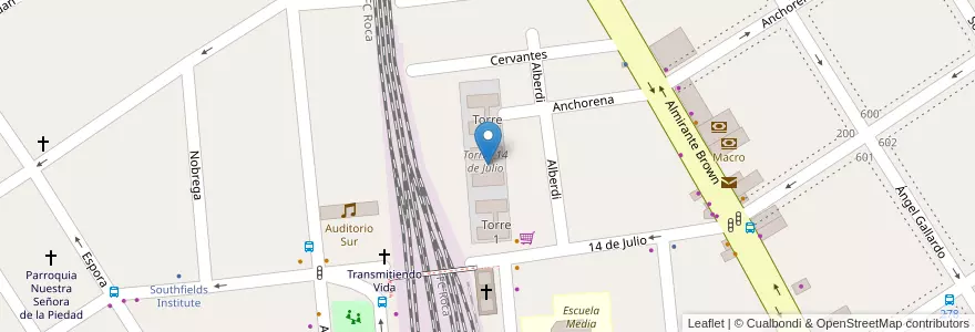 Mapa de ubicacion de Torre 2 en Argentinien, Provinz Buenos Aires, Partido De Lomas De Zamora, Temperley.