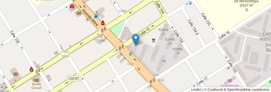 Mapa de ubicacion de TORRE 25 en アルゼンチン, ブエノスアイレス州, Partido De Berazategui, Berazategui.