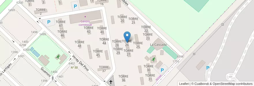 Mapa de ubicacion de TORRE 26 en アルゼンチン, ブエノスアイレス州, Partido De Avellaneda, Wilde.