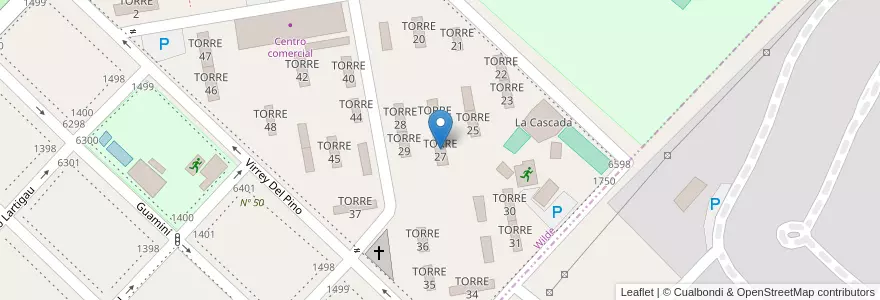 Mapa de ubicacion de TORRE 27 en アルゼンチン, ブエノスアイレス州, Partido De Avellaneda, Wilde.