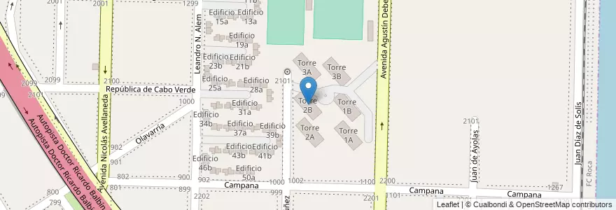 Mapa de ubicacion de Torre 2B en アルゼンチン, ブエノスアイレス州, Partido De Avellaneda, Dock Sud.