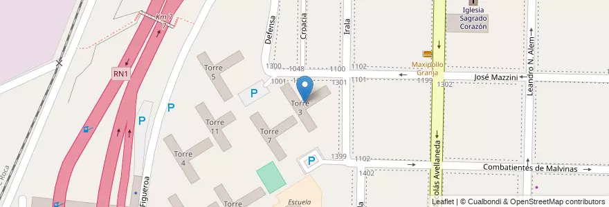 Mapa de ubicacion de Torre 3 en 阿根廷, 布宜诺斯艾利斯省, Partido De Avellaneda, Dock Sud.