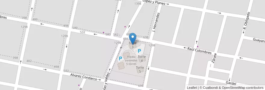 Mapa de ubicacion de Torre 3 en Argentine, Tucumán, San Miguel De Tucumán, Departamento Capital, San Miguel De Tucumán.