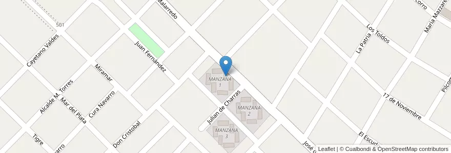 Mapa de ubicacion de TORRE 3 - MANZANA 1 en アルゼンチン, ブエノスアイレス州, Partido De Hurlingham, Villa Tesei.