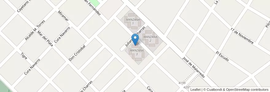 Mapa de ubicacion de TORRE 3 - MANZANA 3 en アルゼンチン, ブエノスアイレス州, Partido De Hurlingham, Villa Tesei.