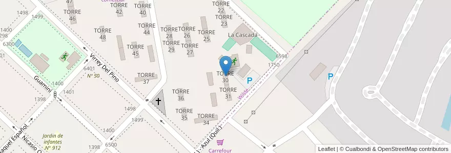Mapa de ubicacion de TORRE 30 en Аргентина, Буэнос-Айрес, Partido De Avellaneda, Wilde.