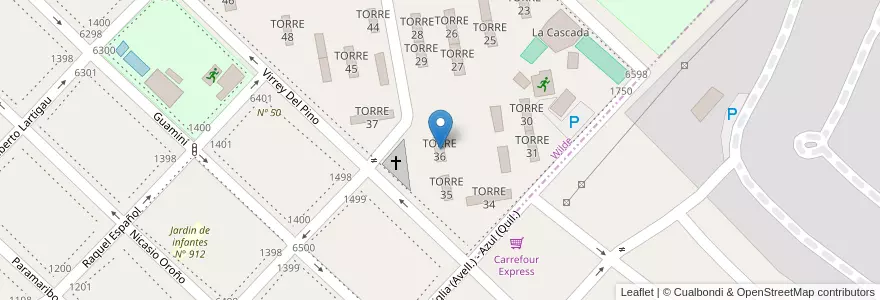 Mapa de ubicacion de TORRE 36 en Argentine, Province De Buenos Aires, Partido De Avellaneda, Wilde.