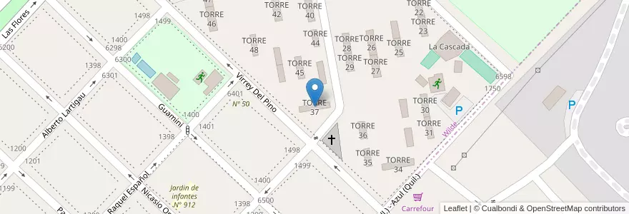 Mapa de ubicacion de TORRE 37 en アルゼンチン, ブエノスアイレス州, Partido De Avellaneda, Wilde.