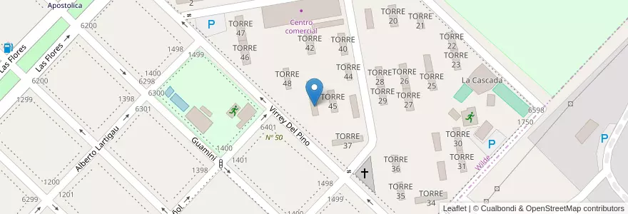 Mapa de ubicacion de TORRE 39 en アルゼンチン, ブエノスアイレス州, Partido De Avellaneda, Wilde.