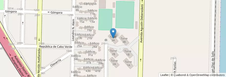 Mapa de ubicacion de Torre 3A en Argentinië, Buenos Aires, Partido De Avellaneda, Dock Sud.