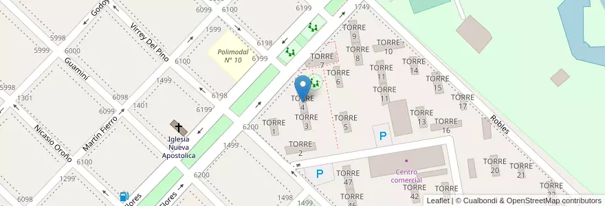 Mapa de ubicacion de TORRE 4 en アルゼンチン, ブエノスアイレス州, Partido De Avellaneda, Wilde.