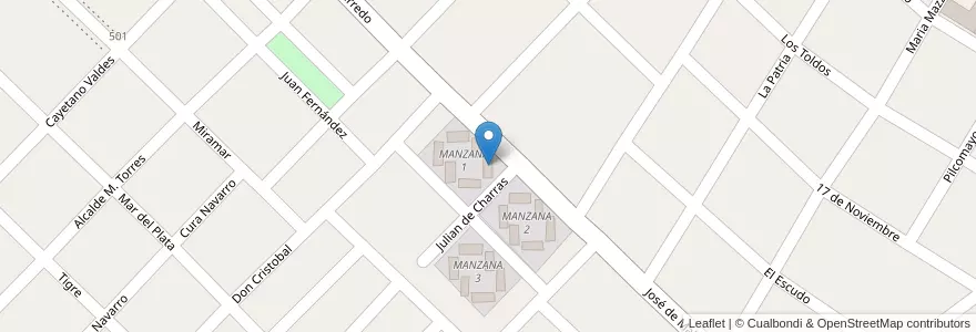 Mapa de ubicacion de TORRE 4 - MANZANA 1 en アルゼンチン, ブエノスアイレス州, Partido De Hurlingham, Villa Tesei.
