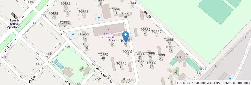 Mapa de ubicacion de TORRE 40 en アルゼンチン, ブエノスアイレス州, Partido De Avellaneda, Wilde.