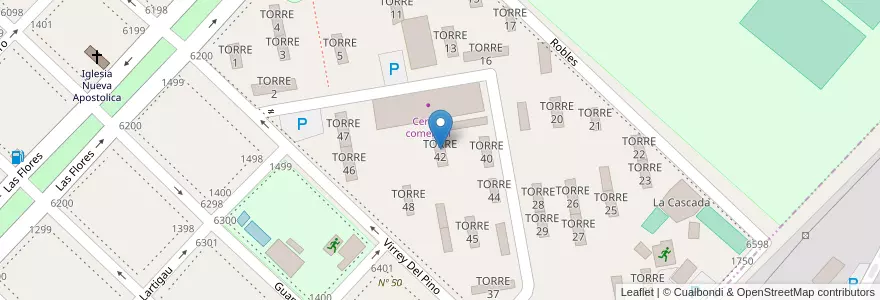 Mapa de ubicacion de TORRE 42 en アルゼンチン, ブエノスアイレス州, Partido De Avellaneda, Wilde.