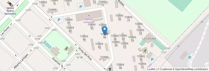 Mapa de ubicacion de TORRE 44 en 아르헨티나, 부에노스아이레스주, Partido De Avellaneda, Wilde.