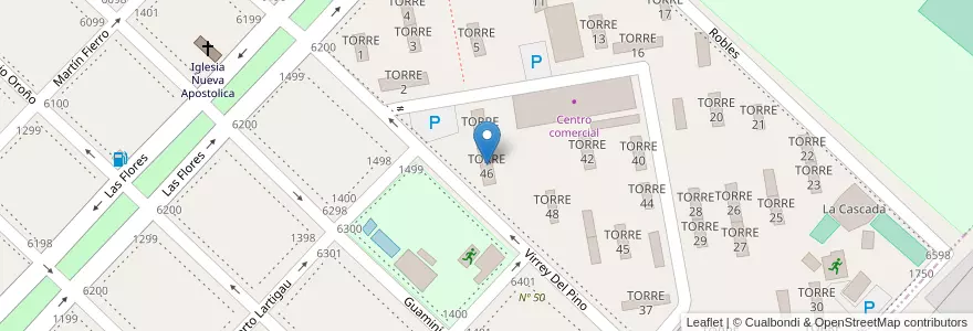 Mapa de ubicacion de TORRE 46 en アルゼンチン, ブエノスアイレス州, Partido De Avellaneda, Wilde.