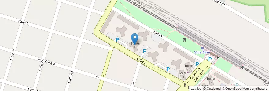 Mapa de ubicacion de Torre 5, Villa Elisa en 阿根廷, 布宜诺斯艾利斯省, Partido De La Plata, Villa Elisa.