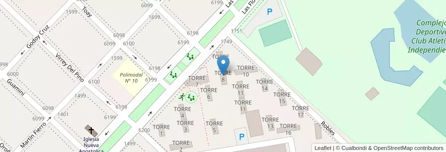 Mapa de ubicacion de TORRE 8 en アルゼンチン, ブエノスアイレス州, Partido De Avellaneda, Wilde.