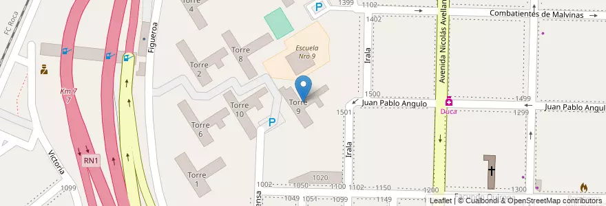 Mapa de ubicacion de Torre 9 en 阿根廷, 布宜诺斯艾利斯省, Partido De Avellaneda, Dock Sud.