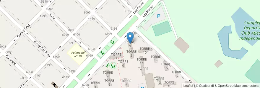 Mapa de ubicacion de TORRE 9 en アルゼンチン, ブエノスアイレス州, Partido De Avellaneda, Wilde.