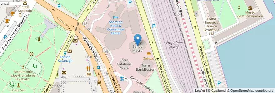 Mapa de ubicacion de Torre Banco Macro, Retiro en Аргентина, Буэнос-Айрес, Comuna 1, Буэнос-Айрес.